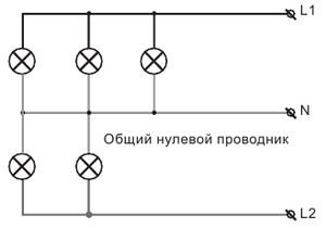 Схема параллельного соединения цепи на примере светильника с пятью лампами Электрификация частного дома