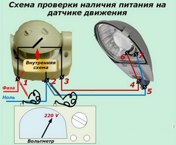 Схема проверки наличия питания на датчике движения Не работает датчик движения