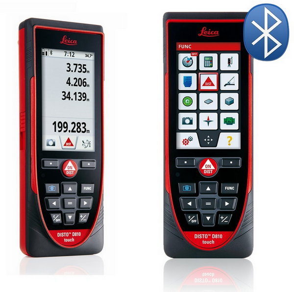 Лазерная рулетка Leica Disto D810 touch — новый лазерный дальномер на смену Disto D8. Диапазон измерений 0,05 — 200 м, встроенный цифровой визир с 4-х кратным увеличением позволяет легко нацеливаться на удаленный объект при ярком солнечном свете, цветной сенсорный дисплей 3,2 дюйма, передача данных — беспроводная Bluetooth 4.0 и USB, встроенный Li-ion аккумулятор. Встроенный компас — измеритель азимутального угла